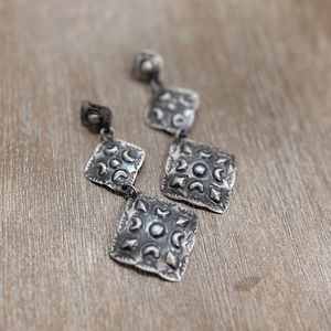 Country western Sterling silver dangle earrings long